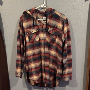 Kavu Women's Plaid Button Down Shirt - Red, Cream, Brown